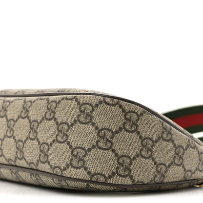 Gucci GG Supreme Monogram Textured Dollar Calfskin Web Small Ophidia GG Handbag Beige Ebony New Acero 10 of 14