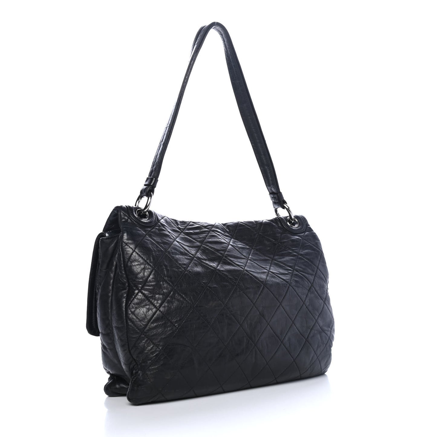 Lambskin Quilted Padded Envelope Flap Black