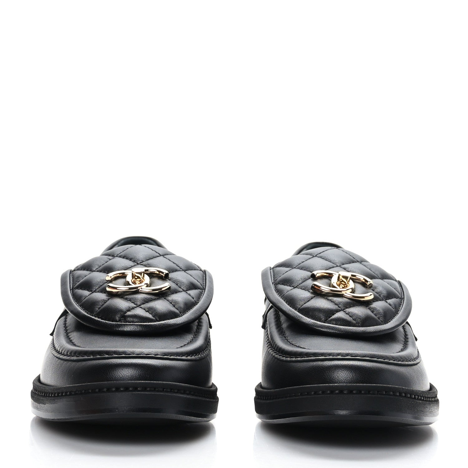 Chanel Lambskin Quilted CC Turnlock Loafers 41 Black 2 of 8