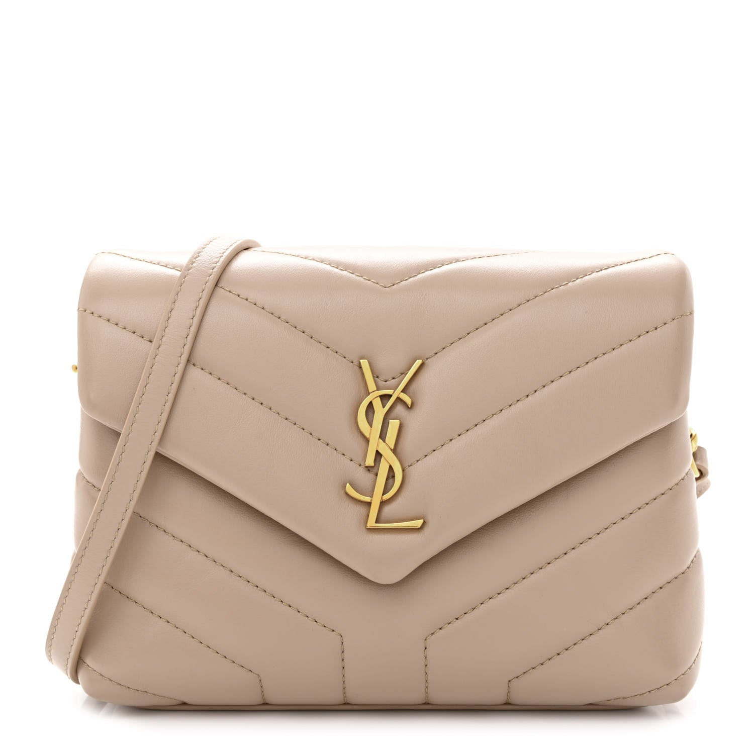 Saint Laurent Calfskin Y Quilted Monogram Toy Loulou Crossbody Bag Marble Pink 1 of 12