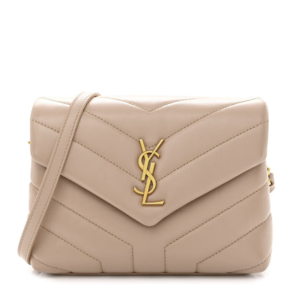Saint Laurent Calfskin Y Quilted Monogram Toy Loulou Crossbody Bag Marble Pink 1 of 12
