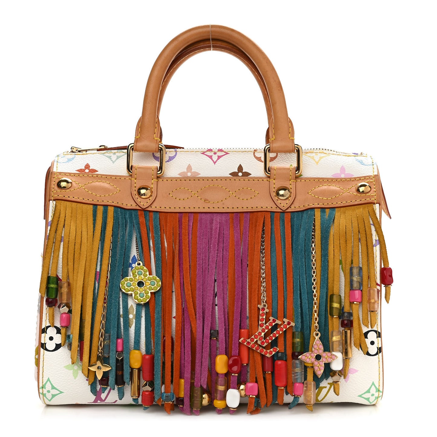 Monogram Multicolor Fringe Speedy 25 White