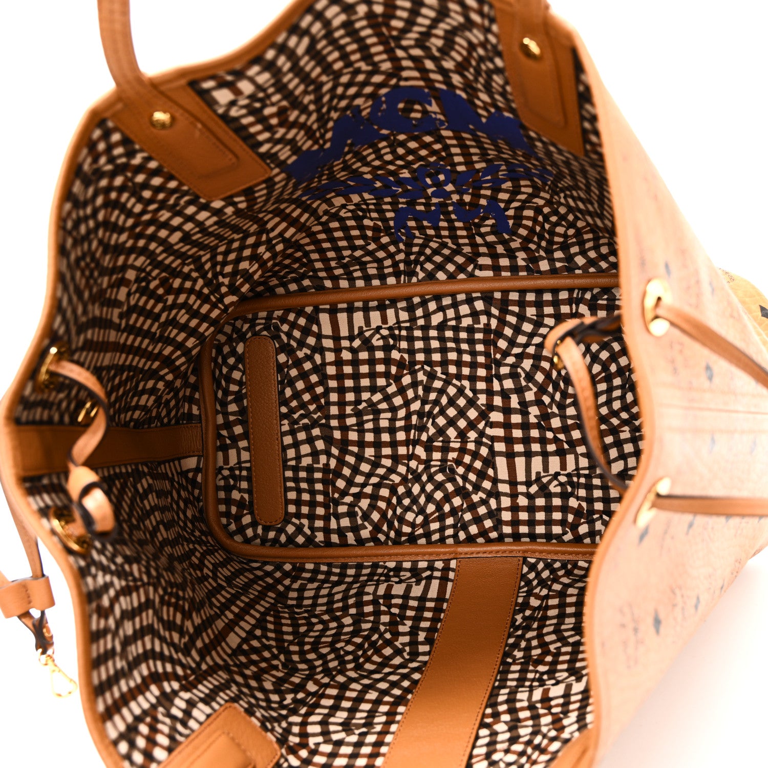 MCM Visetos Medium Liz Reversible Shopper Tote Cognac 8 of 16