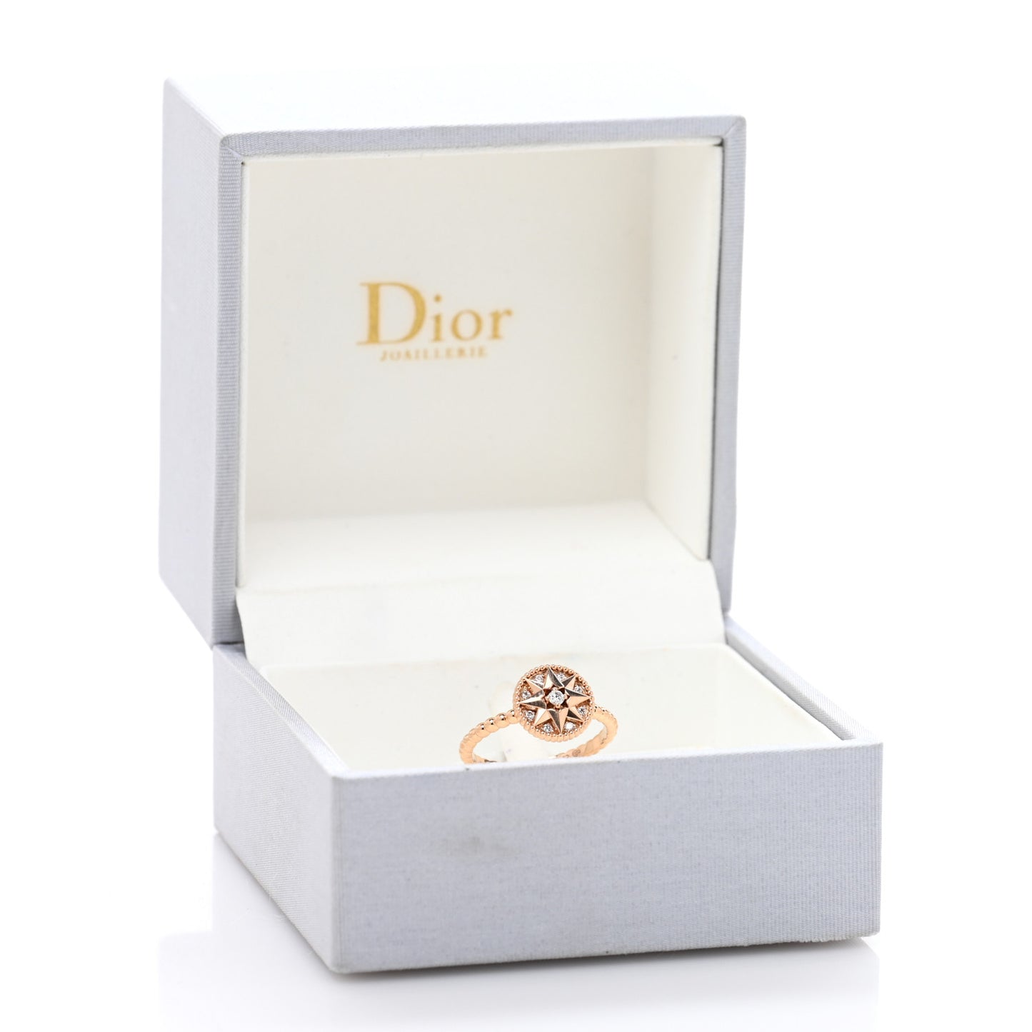 18K Pink Gold Diamond Rose Des Vents Pave Ring 52 6
