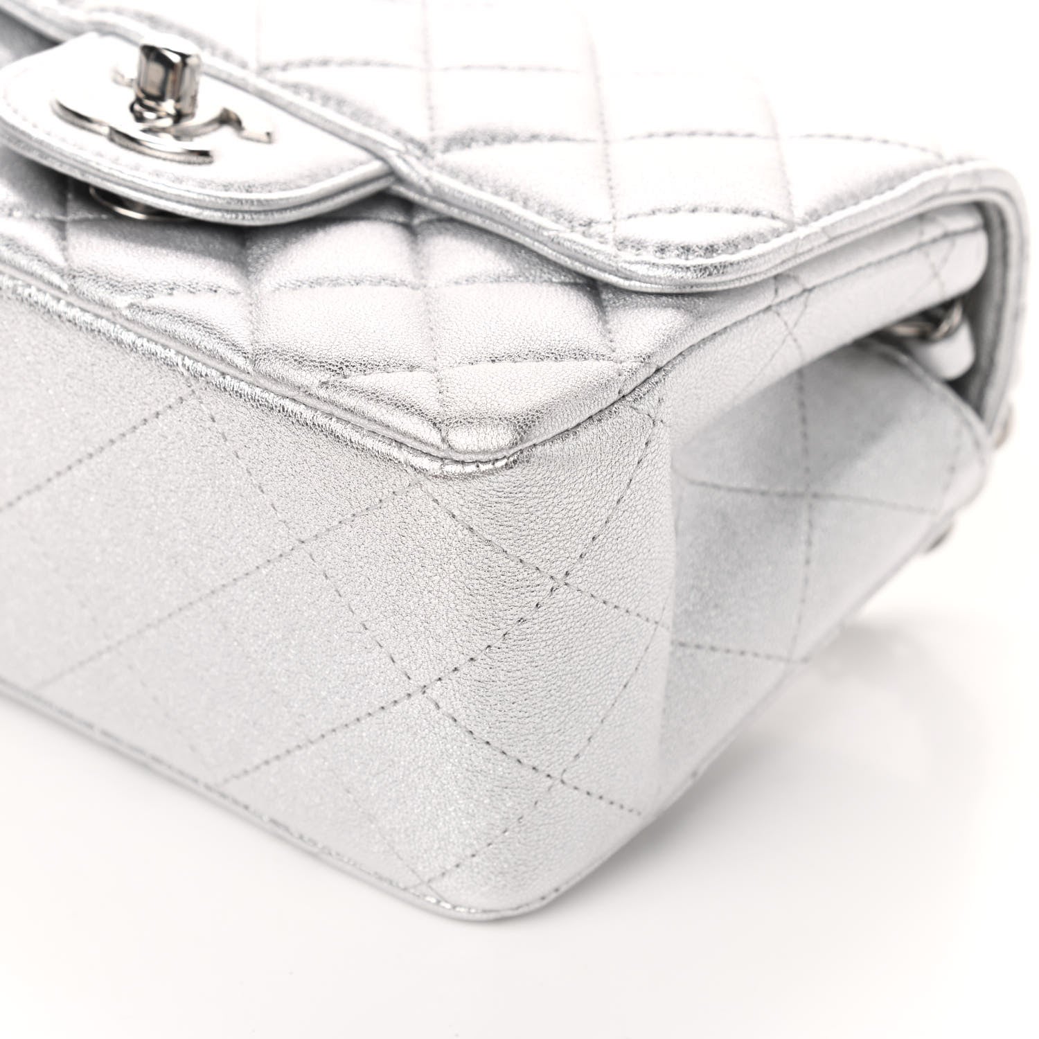 Chanel Metallic Lambskin Quilted Mini Square Flap Silver 10 of 10