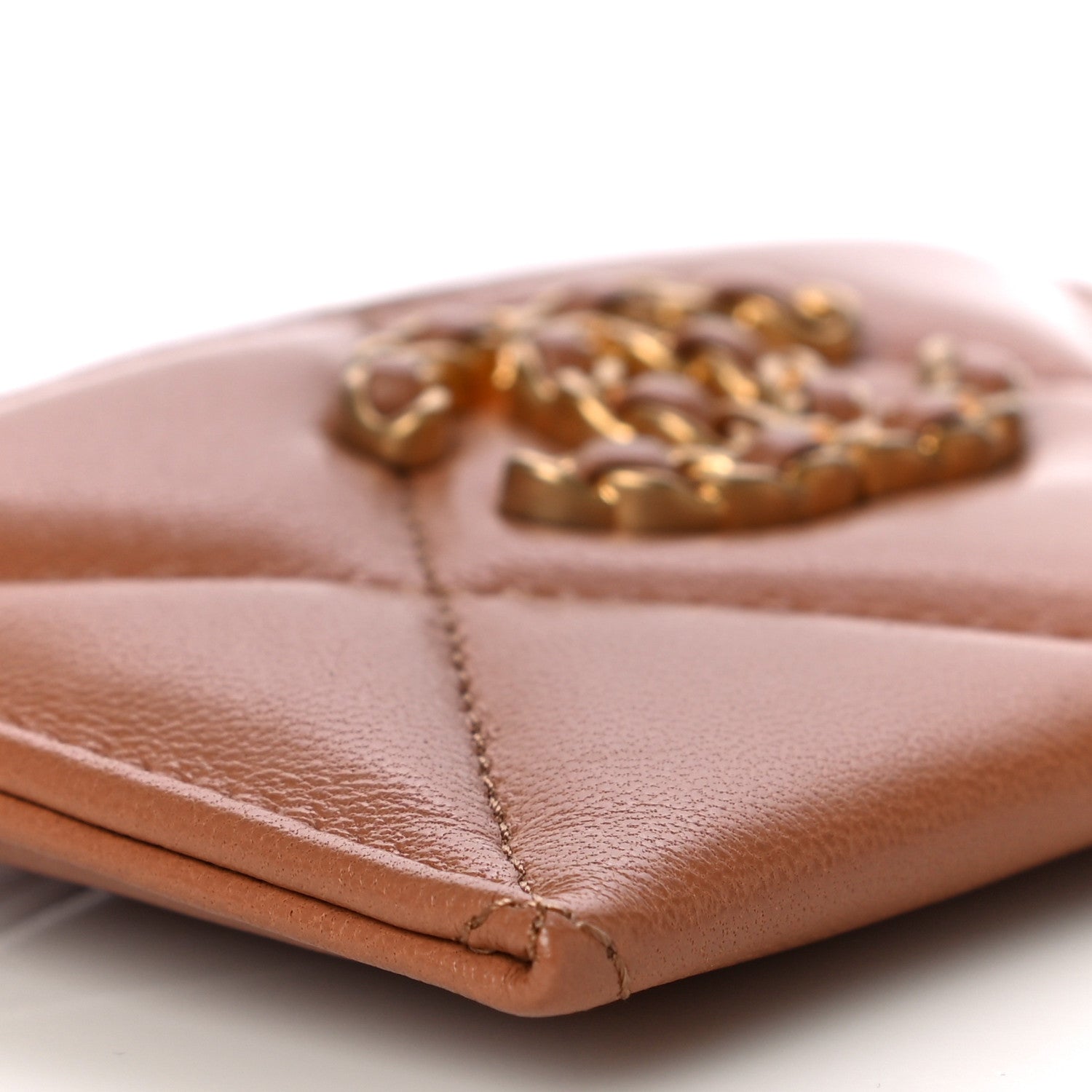 Chanel Lambskin Quilted Chanel 19 Card Holder Brown 10 of 11