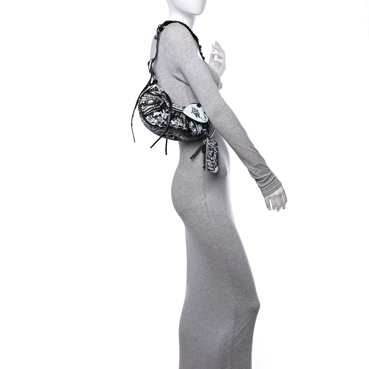 Balenciaga Agneau Arena Graffiti Le Cagole Shoulder Bag XS White Black 2 of 10