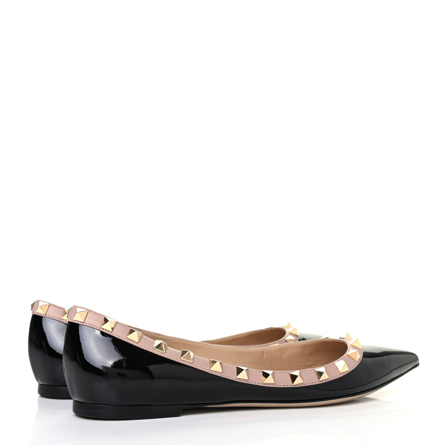 Valentino Garavani Patent Nappa Rockstud Ballerina Flats 36.5 Black Poudre 3 of 4