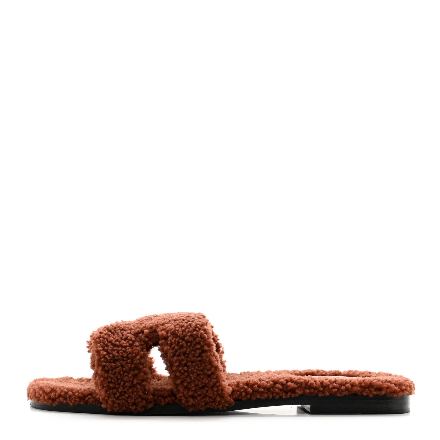 Hermes Woolskin Oran Sandals 40.5 Cognac 1 of 8