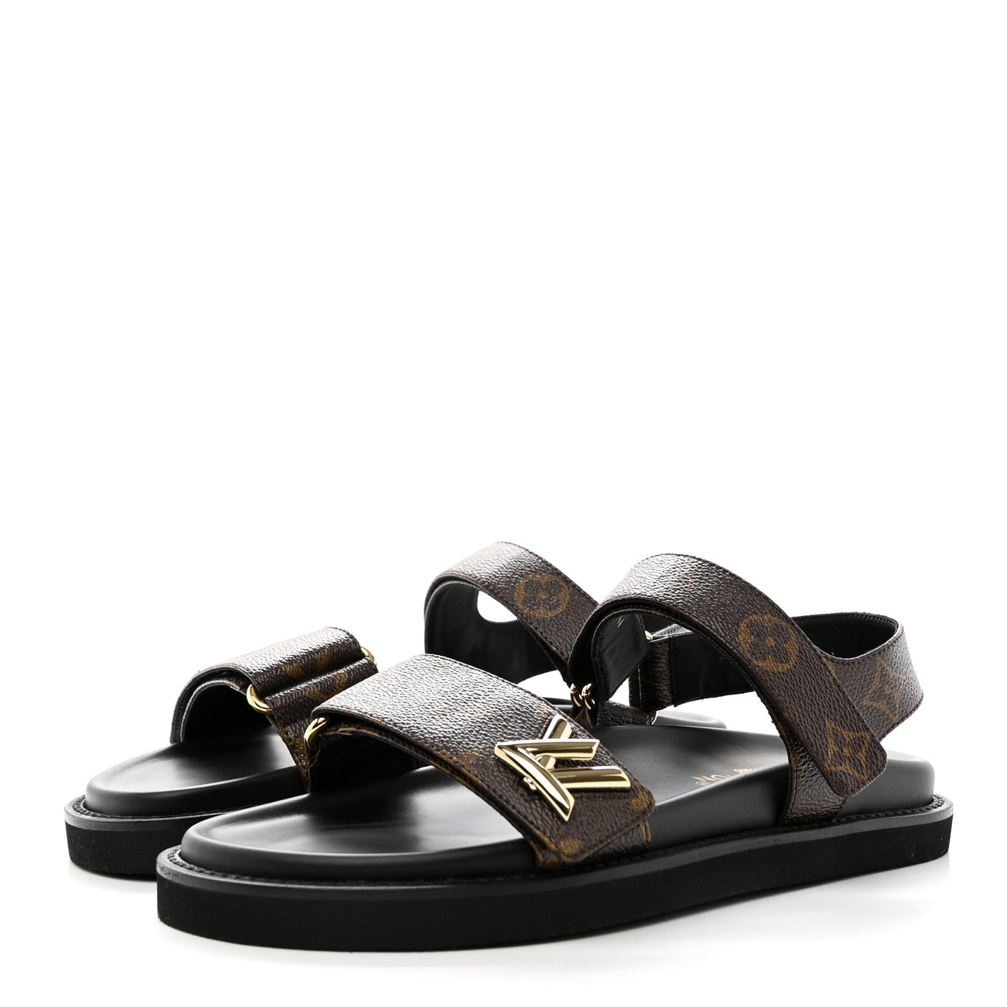 Monogram LV Sunset Comfort Flat Sandals 40 Cacao Brown