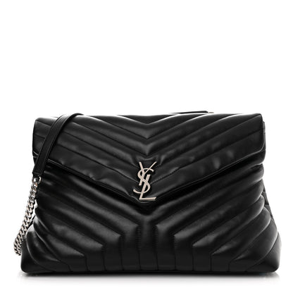 Saint Laurent Calfskin Y Quilted Monogram Large Loulou Chain Satchel Black 1 of 13