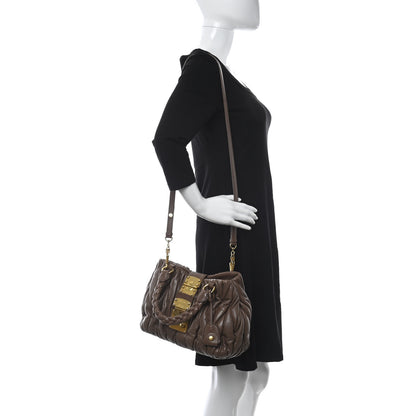 Miu Miu Nappa Matelasse Top Handle Satchel Cammello 2 of 15