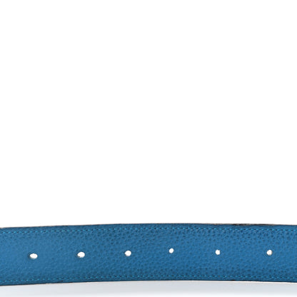 Hermes Box Togo 32mm Belt Strap 100 Black Bleu Zanzibar 4 of 7