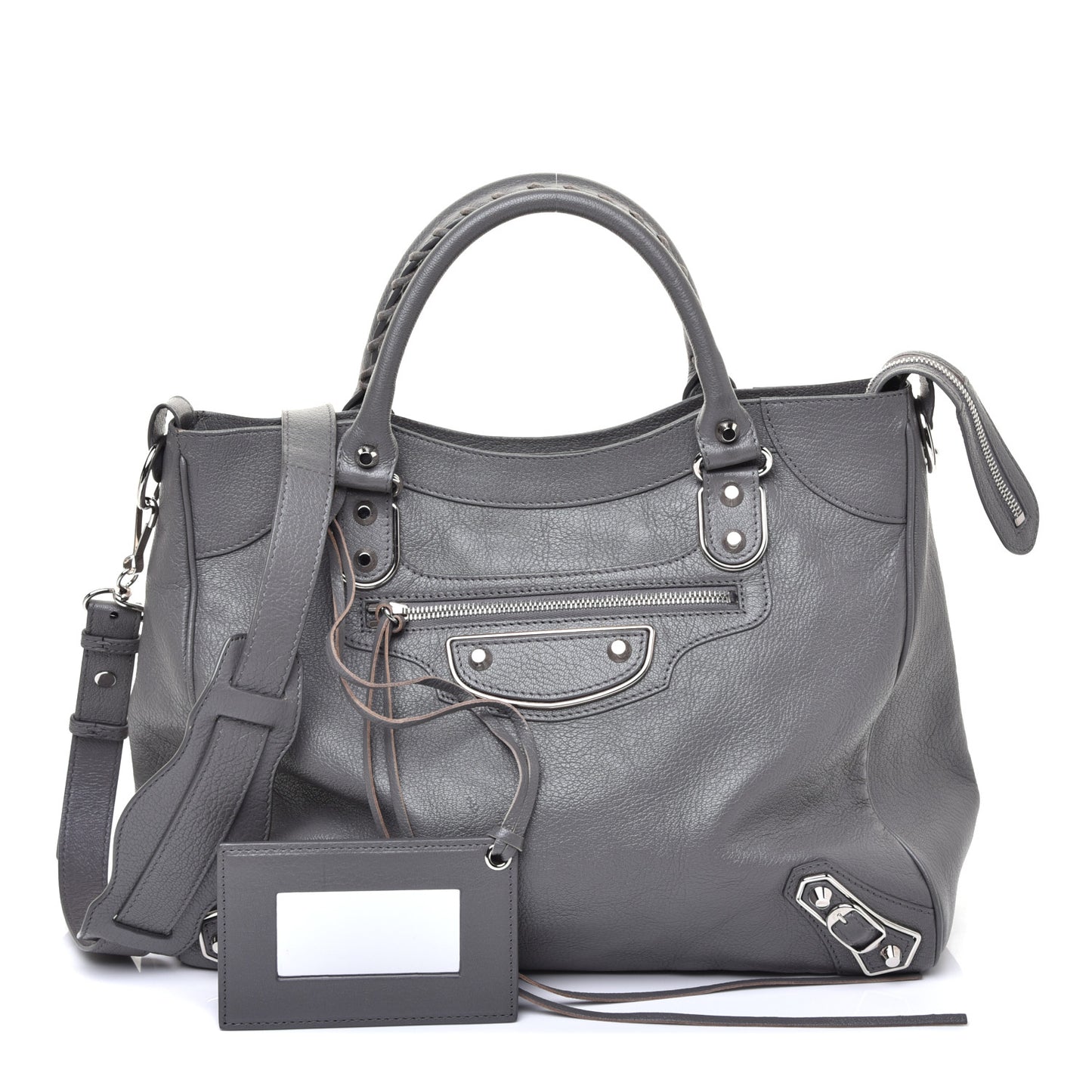 Chevre Silver Metallic Edge Hardware Velo Gris Acier