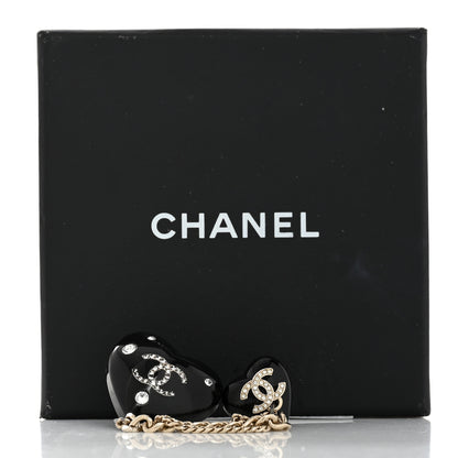 Chanel Resin Crystal CC Heart Multi Strand Chain Brooch Black Gold 4 of 4
