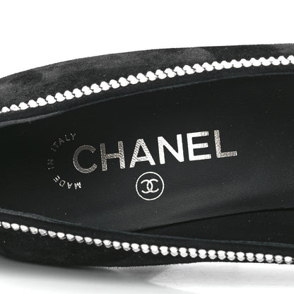 Chanel Suede Grosgrain Crystal Star Pumps 40 Black 7 of 8