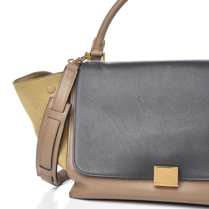 Celine Smooth Calfskin Suede Medium Tri-Color Trapeze Olive 12 of 20