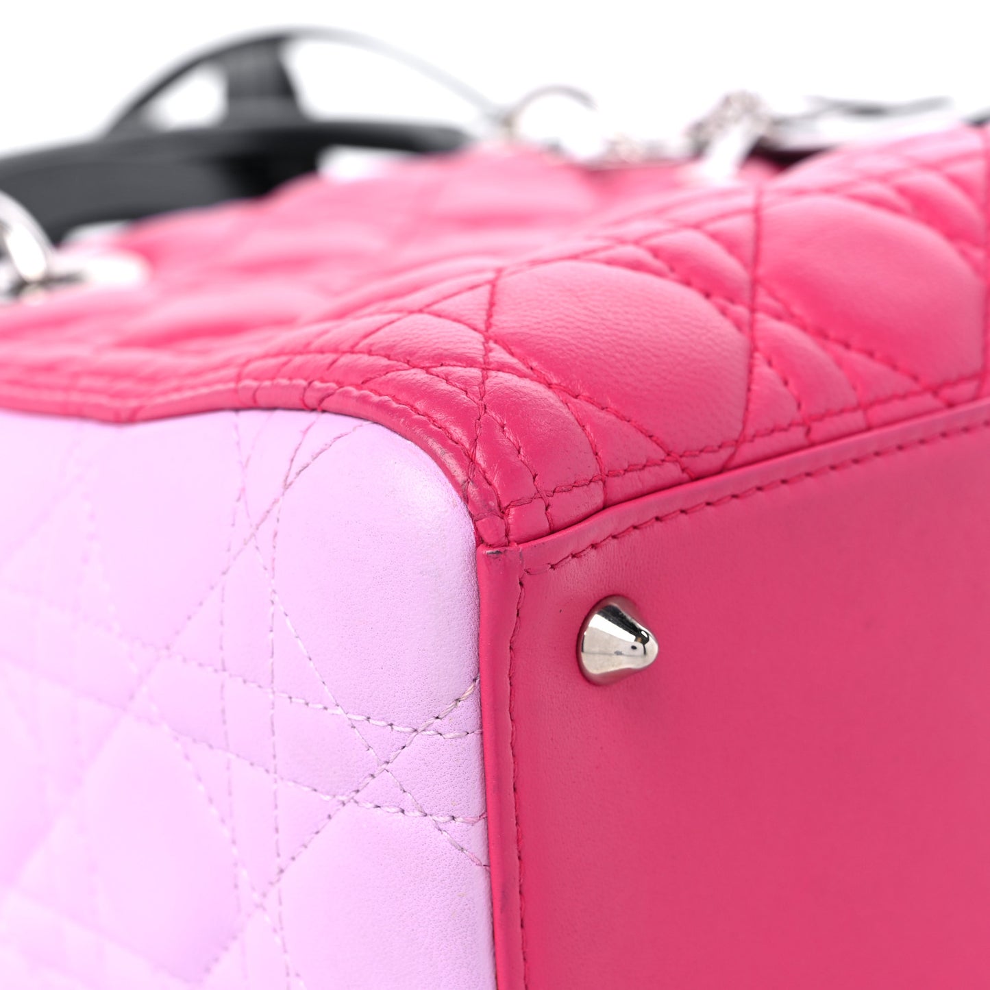 Lambskin Cannage Medium Tri-Color Lady Dior Fuchsia Anemone Black
