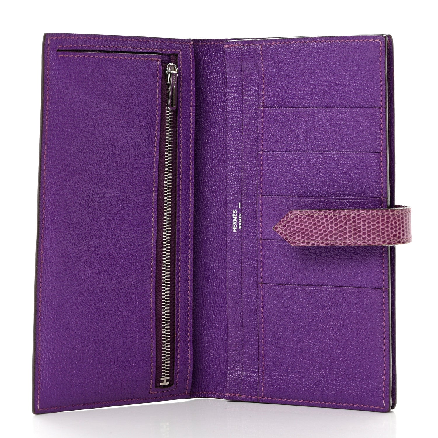 Hermes Lizard Bearn Gusset Wallet Violet 5 of 9