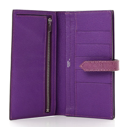 Hermes Lizard Bearn Gusset Wallet Violet 5 of 9