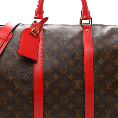 Louis Vuitton Calfskin Monogram Keepall Bandouliere 50 Coquelicot 7 of 9