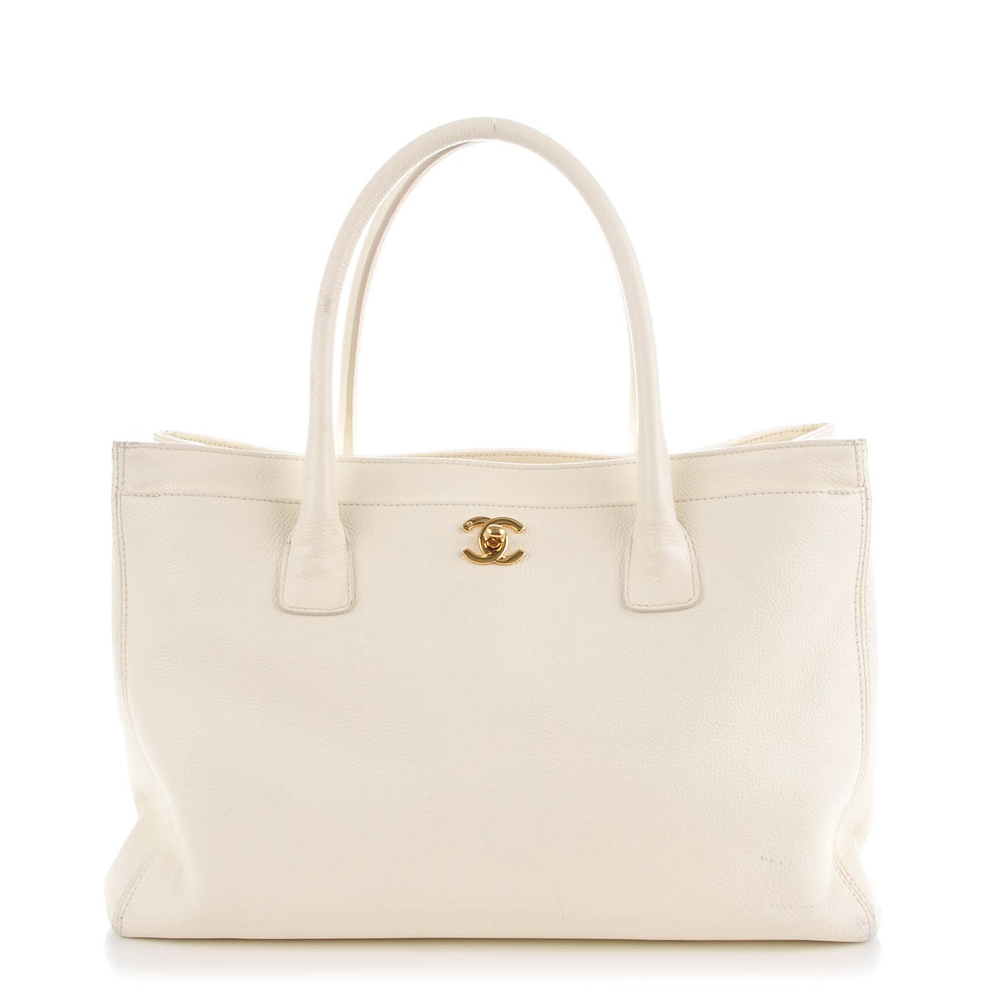 Calfskin Cerf Executive Shopper Tote White