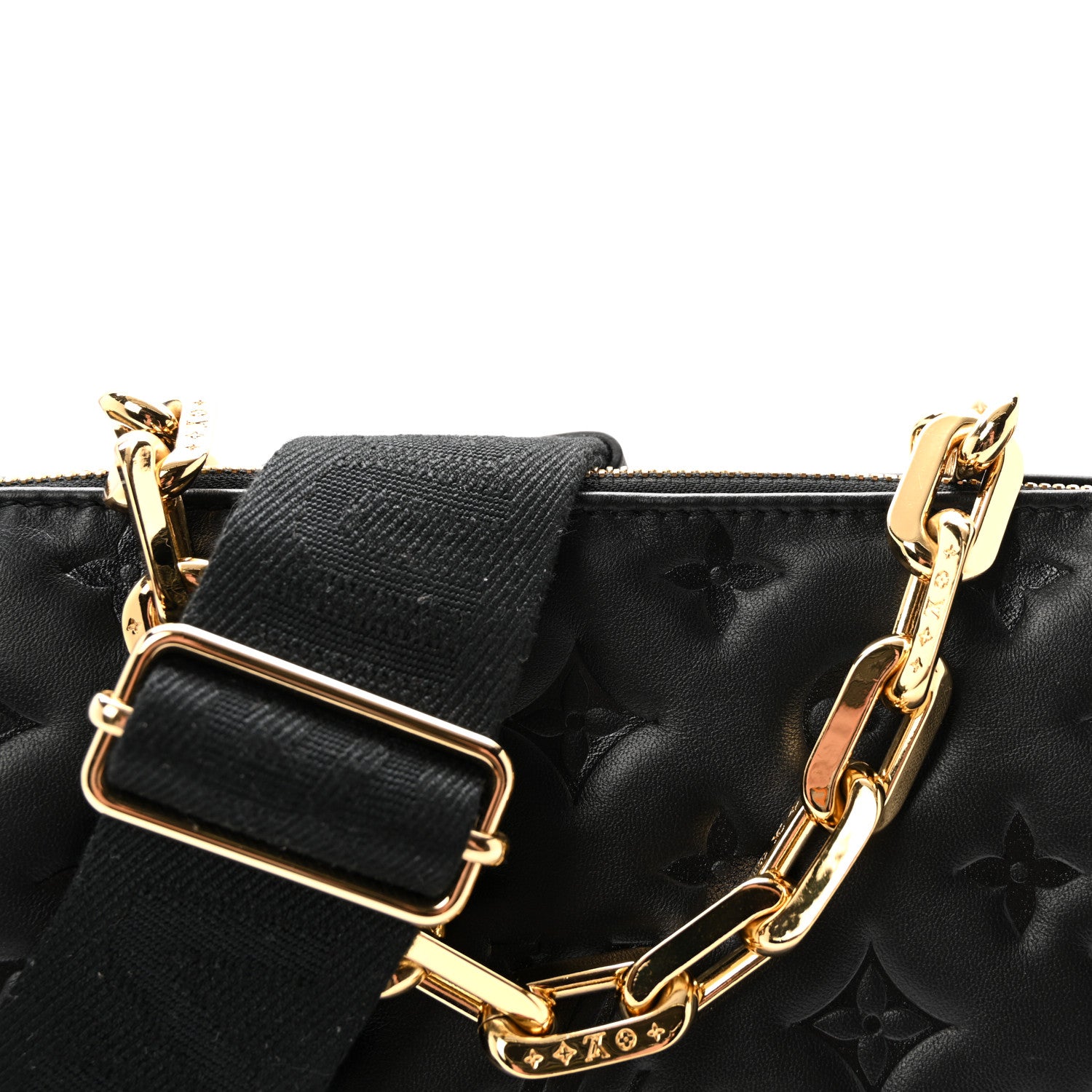 Louis Vuitton Lambskin Embossed Monogram Coussin PM Black 7 of 9
