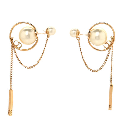 Christian Dior Pearl Tribales Dangle Chain Earrings Gold 1 of 5