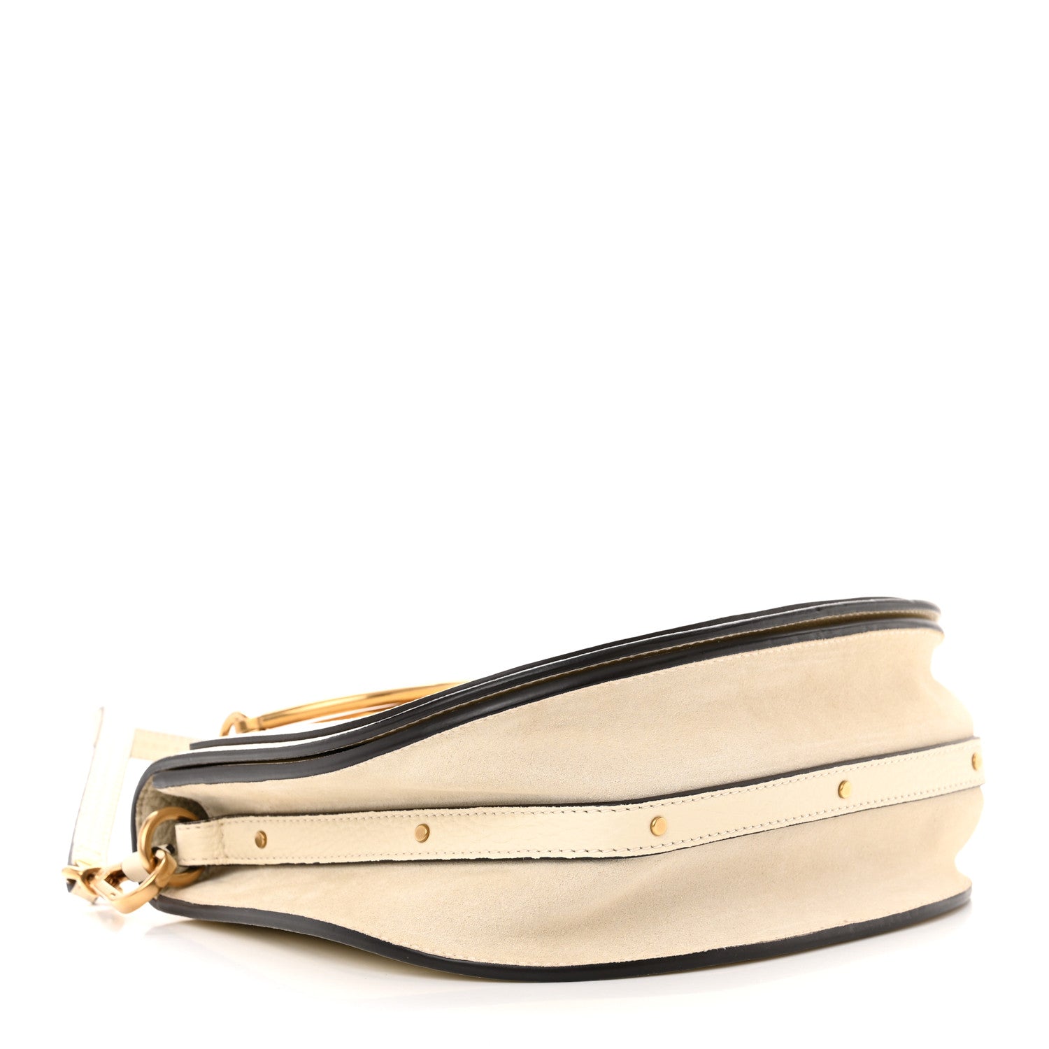 Chloe Calfskin Suede Medium Nile Bracelet Bag Off White 4 of 13