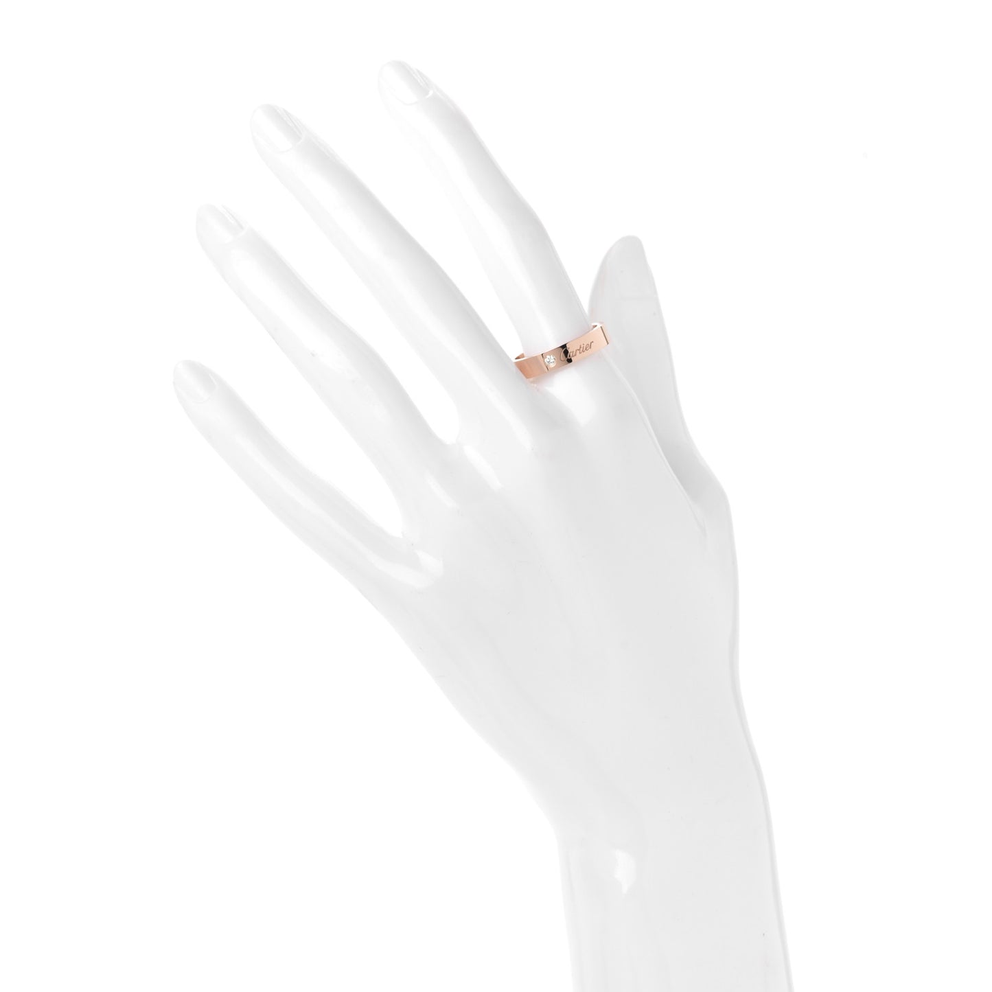 18K Pink Gold Diamond 3mm C De Cartier Wedding Band Ring 55 7.25