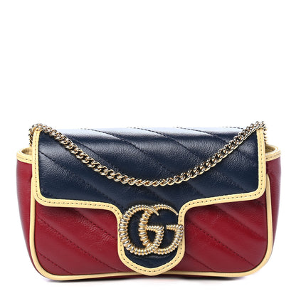 Gucci Azalea Calfskin Matelasse Diagonal Super Mini Torchon GG Marmont Shoulder Bag Blue Agata New Cherry Red Butter 1 of 9
