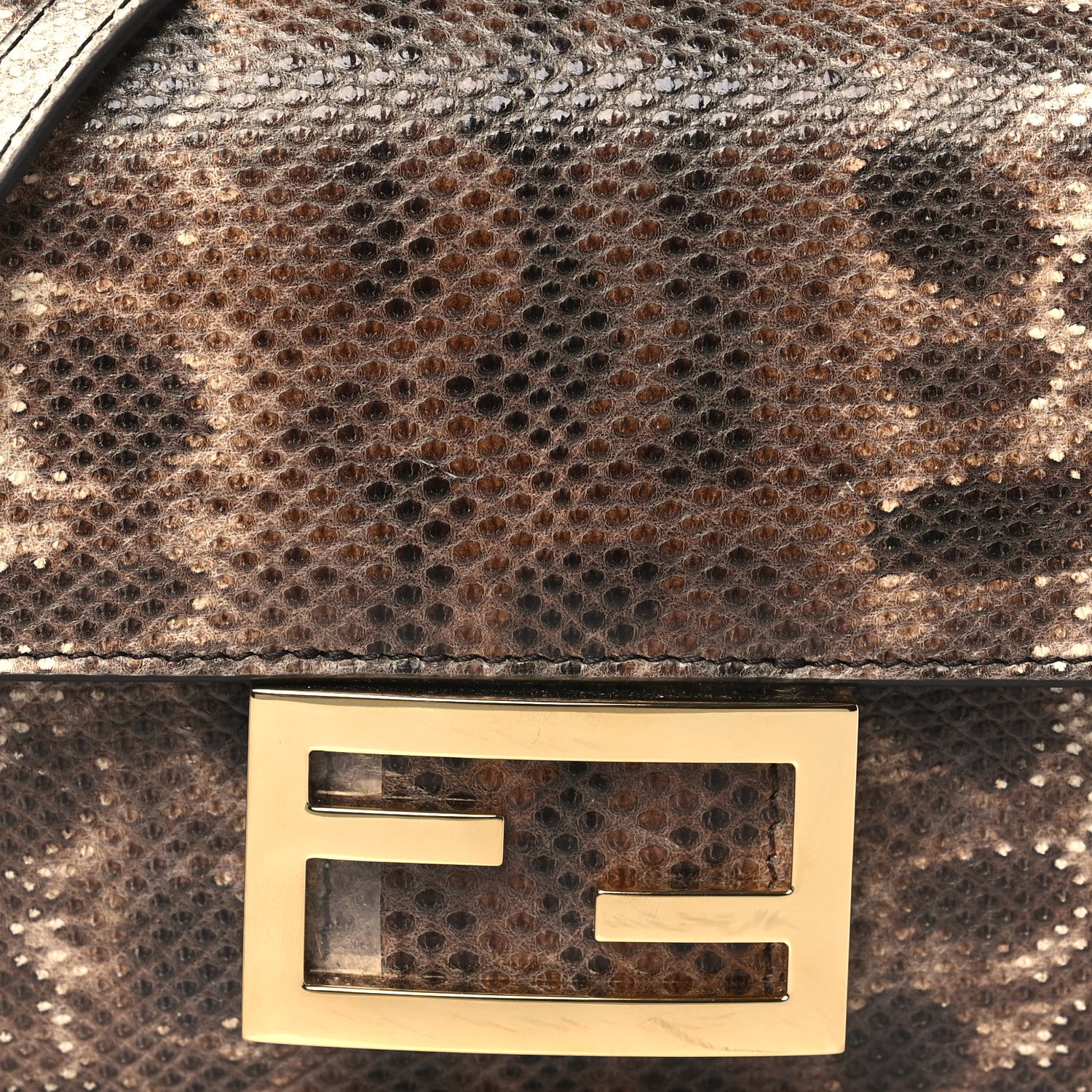 Fendi Vitello Karung Effect FF Mini Baguette Beige 8 of 11