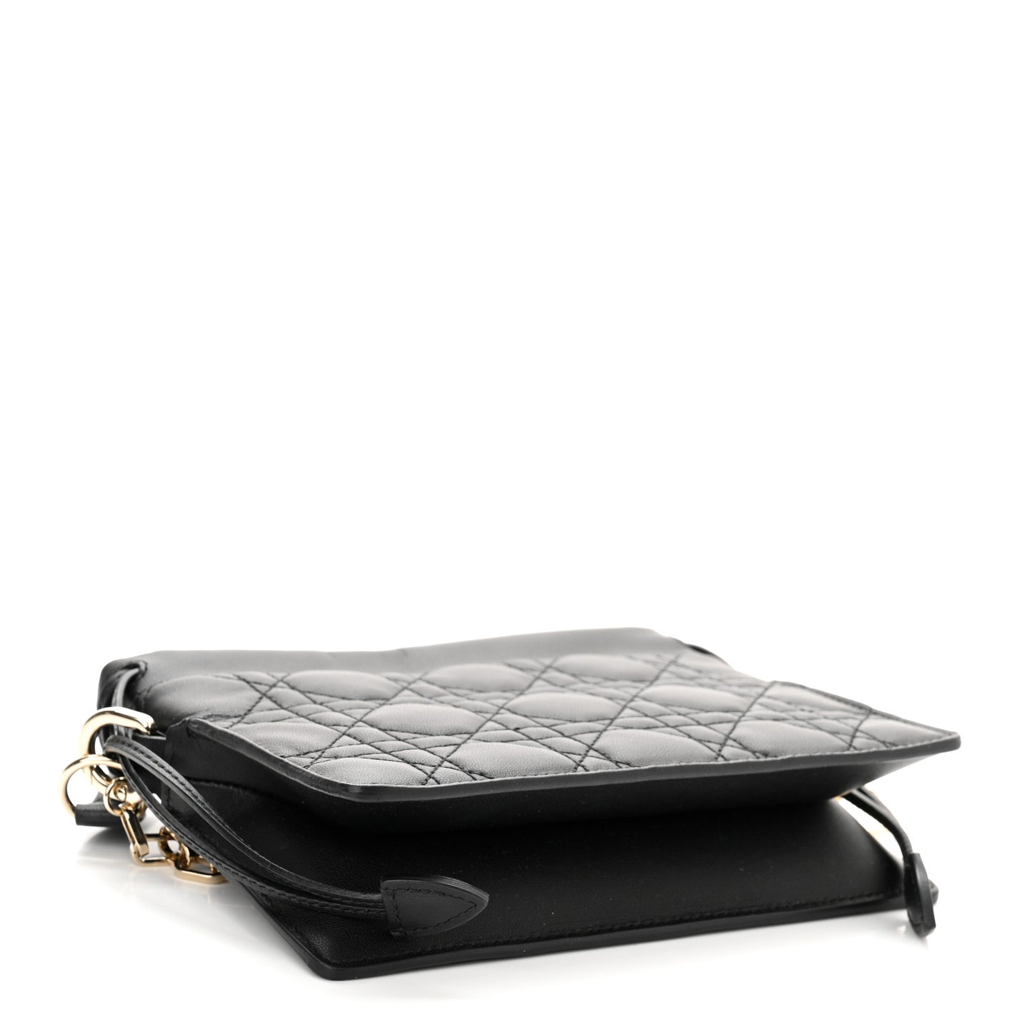 Lambskin Cannage Mini Top Handle Drawstring Bag Black