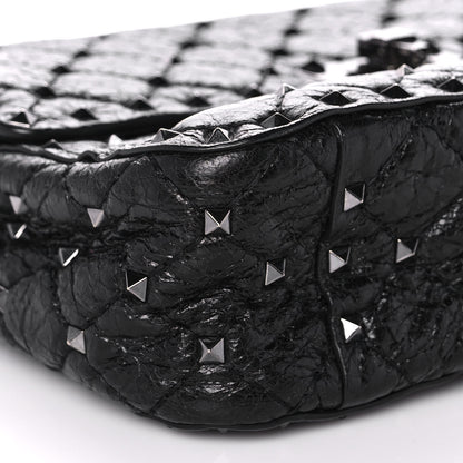 Valentino Garavani Craquele Nappa Large Rockstud Spike Shoulder Bag Black 7 of 9