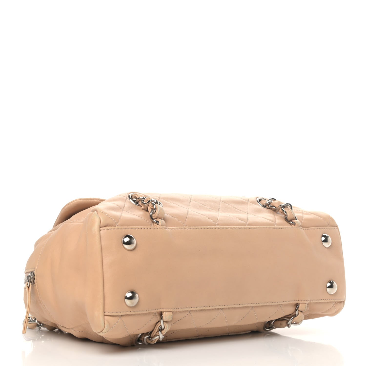 Chanel Lambskin Quilted Medium Chain Around Tote Beige 3 of 9