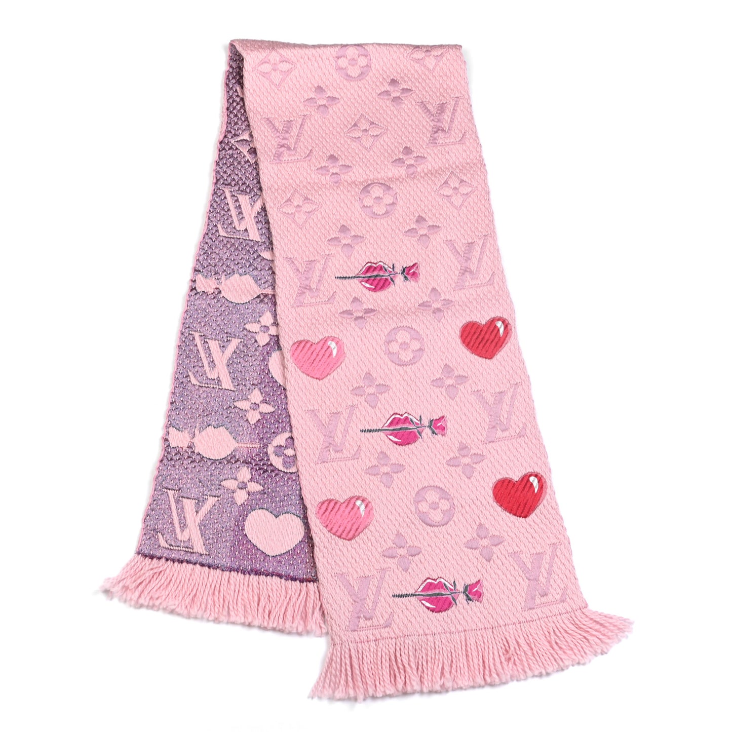 Wool Silk Logomania A La Folie Scarf Rose