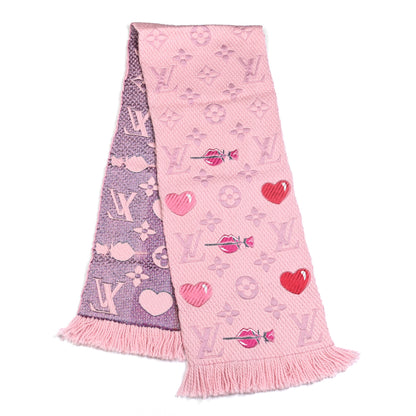 Louis Vuitton Wool Silk Logomania A La Folie Scarf Rose 2 of 3
