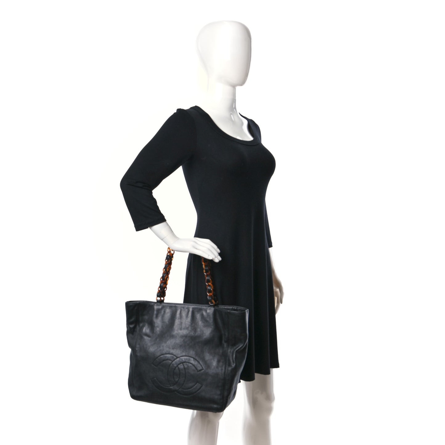 Lambskin Tortoise Timeless CC Tote Black