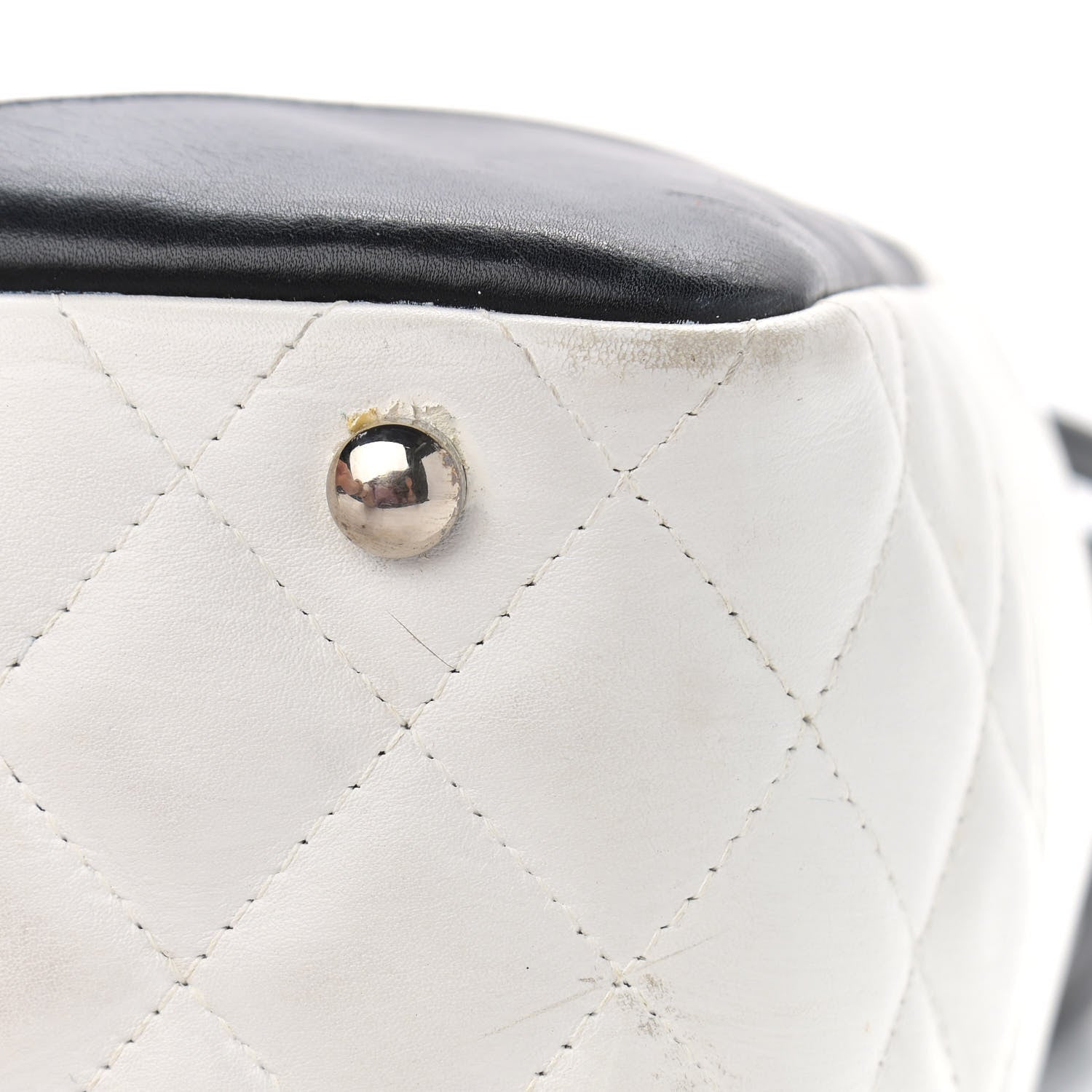 Chanel Calfskin Quilted Large Cambon Bowler White Black 13 of 14