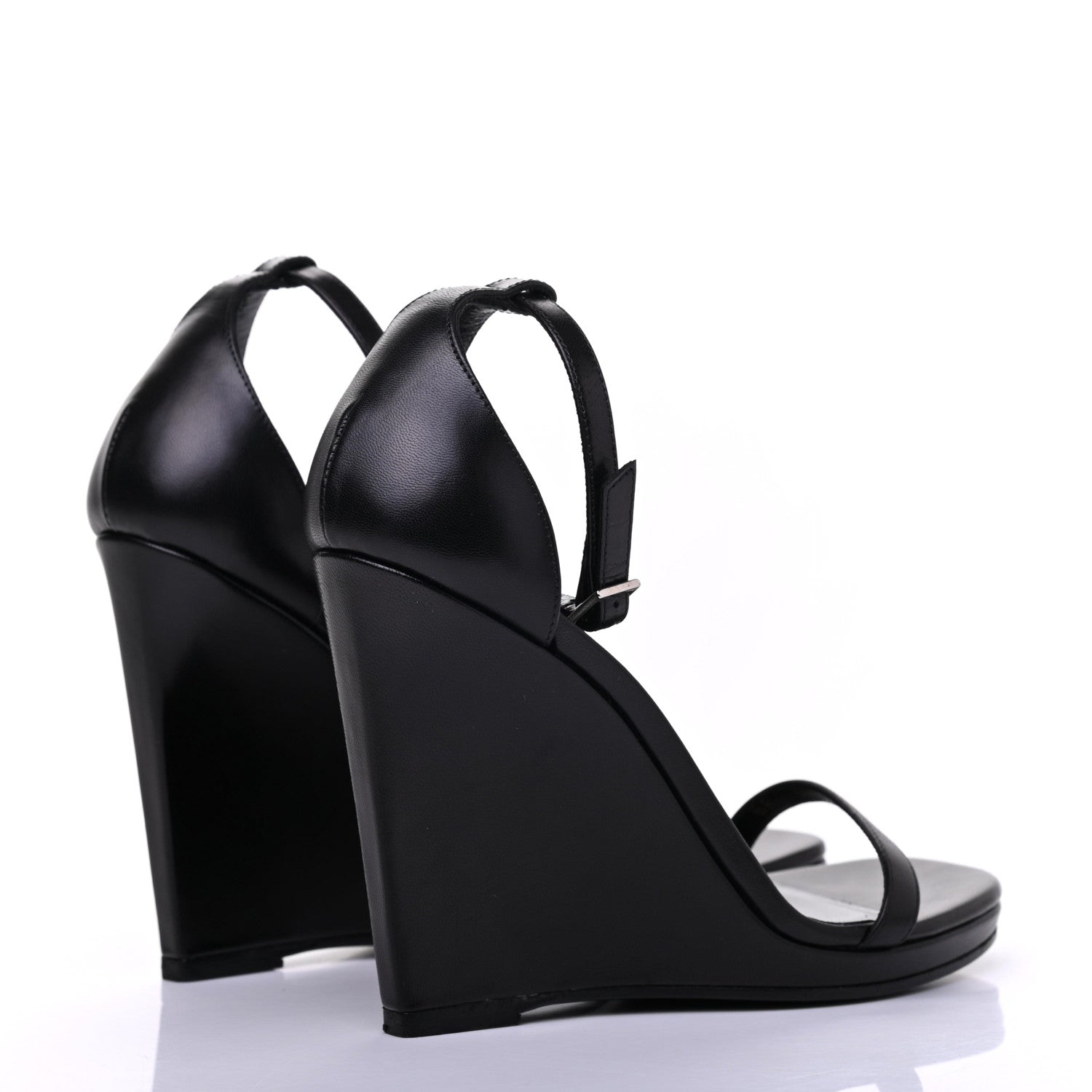 Saint Laurent Calfskin Jane 105 Wedge Sandals 35 Black 4 of 10