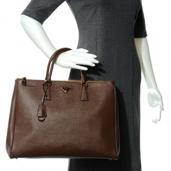 Prada Saffiano Lux Large Double Zip Tote Cacao 4 of 8