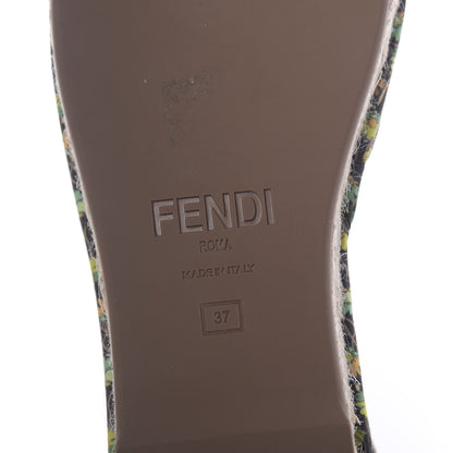 Fendi Canvas Quilted Floral Print Gingham Ankle Wrap Flat Espadrilles 37 Multicolor 7 of 7