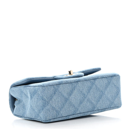 Chanel Printed Denim Quilted Mini Rectangular Flap Light Blue 4 of 12
