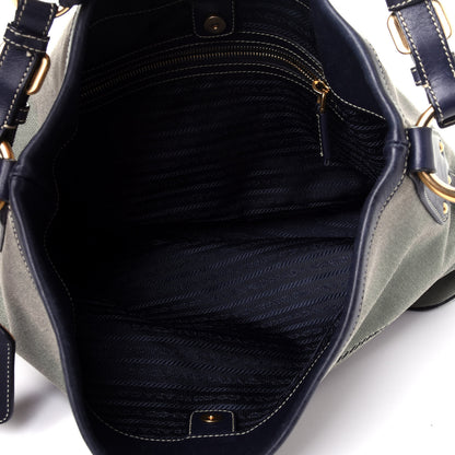 Prada Jacquard Logo Hobo Corda Navy 5 of 13