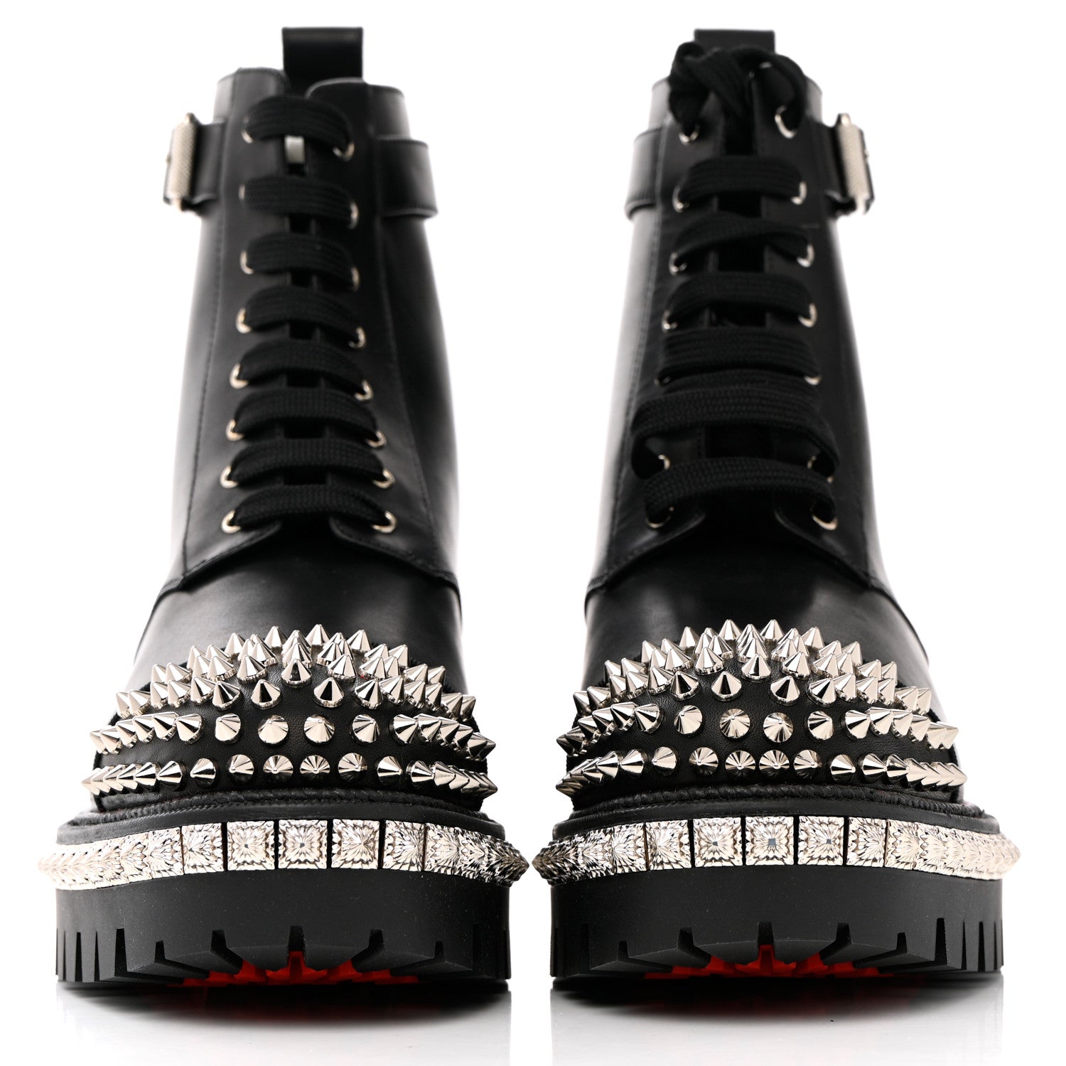 Christian Louboutin Spikes Combat Boots 38.5 Black 5 of 15