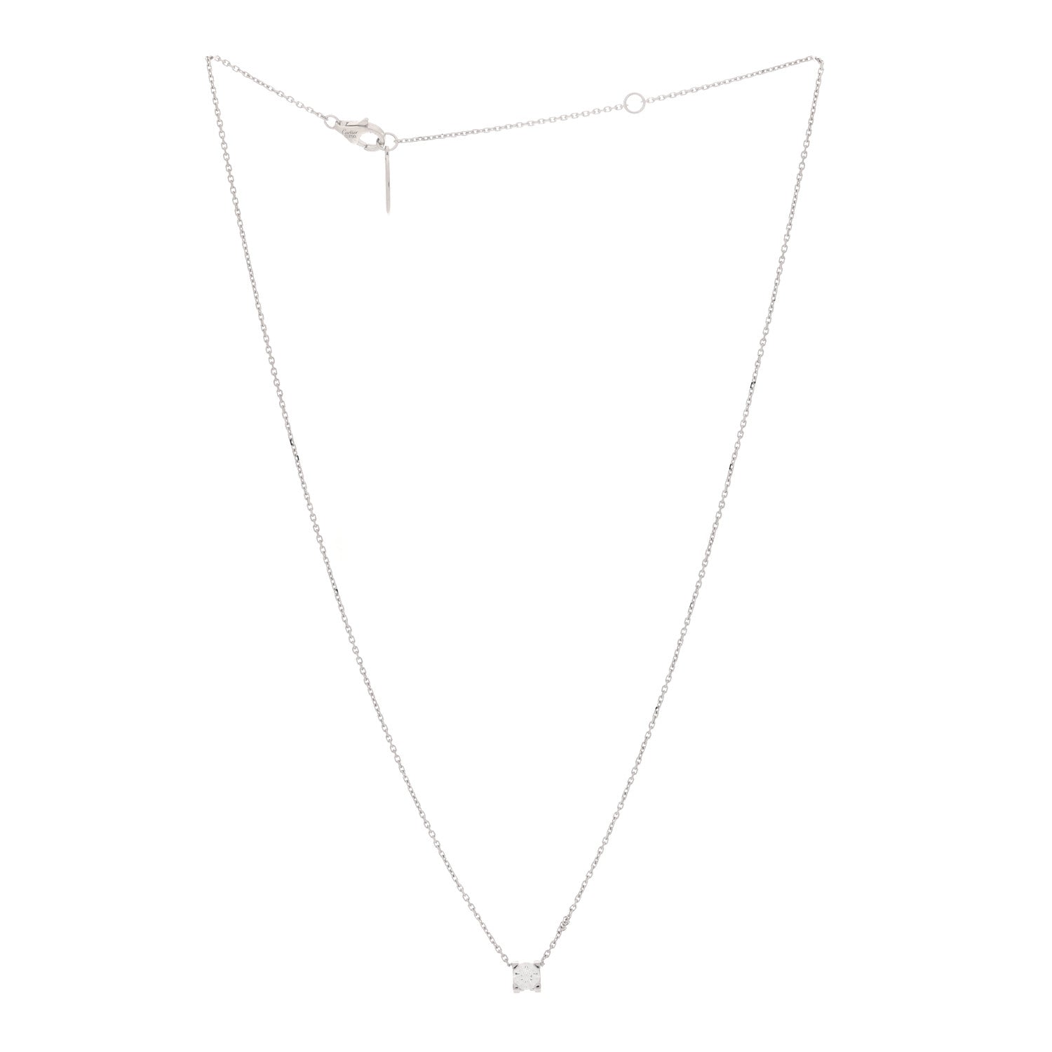 Cartier 18K White Gold Diamond .30ct C De Cartier Pendant Necklace 3 of 5