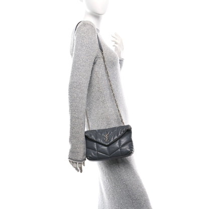 Saint Laurent Lambskin Quilted Toy Loulou Puffer Monogram Chain Satchel Storm 2 of 10