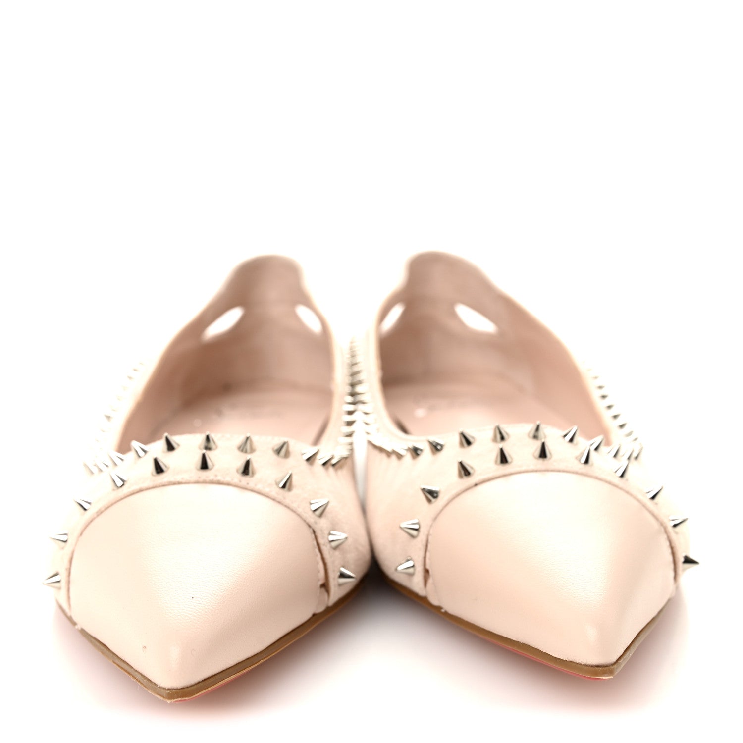 Christian Louboutin Nappa Suede Spikes Duvettina Ballerina Flats 40 Leche 3 of 9