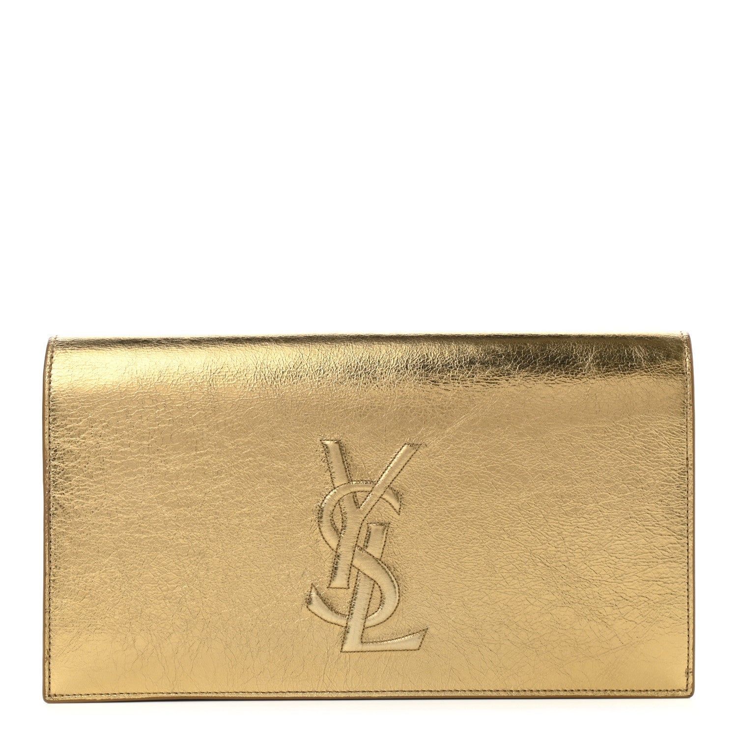 Saint Laurent Metallic Calfskin Monogram Large Belle De Jour Clutch Gold 1 of 6
