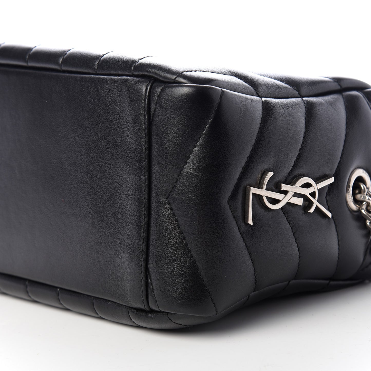 Calfskin Y Quilted Monogram Small Loulou Bowling Bag Black